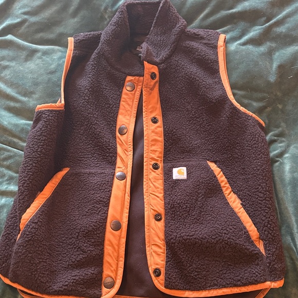 Carhartt Jackets & Blazers - Carhartt Black Fleece Vest with Orange Accents